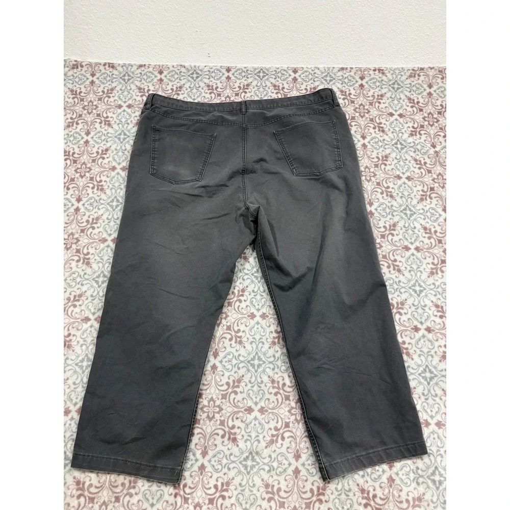 Lands End Mens 46 Traditional Fit Chino Pants Gray Straight Leg Stretch Cotton